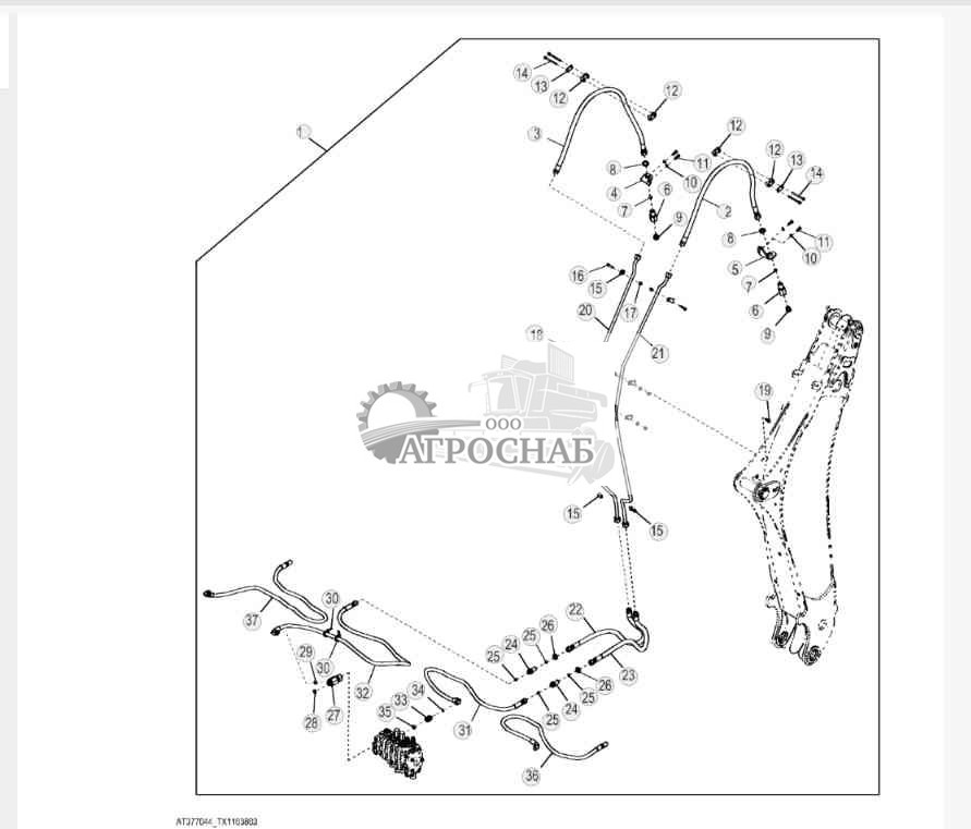 Комплект вспомогательных трубопроводов стандартной рукояти 